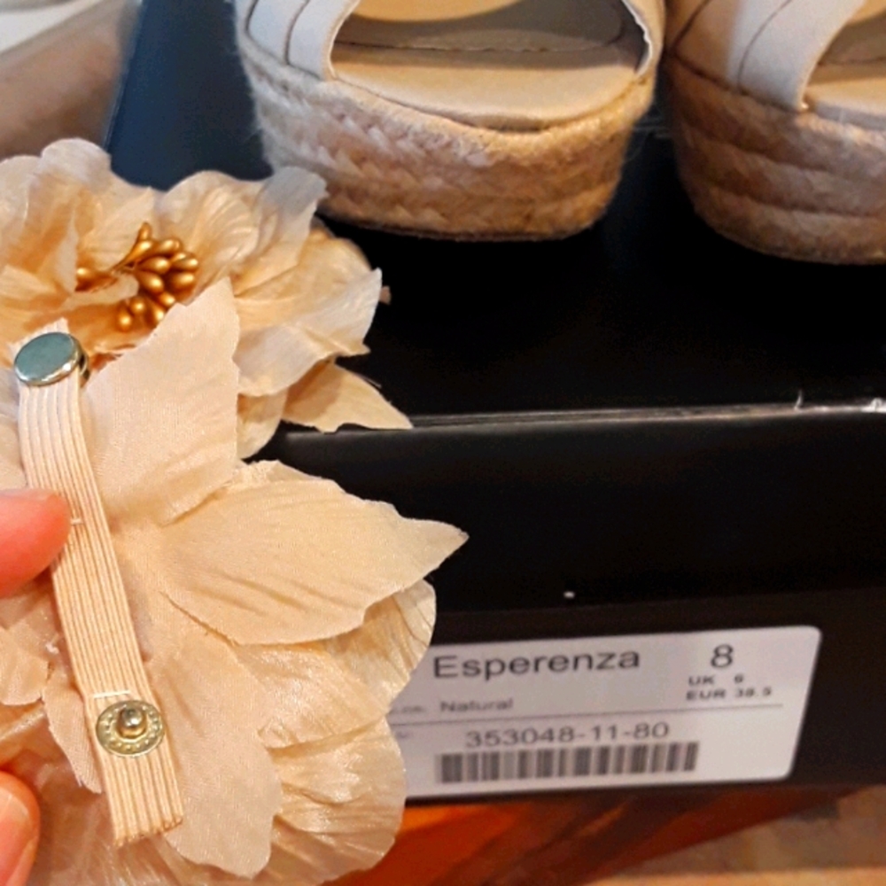 NEW NEVER WORN High Heel Wedge Espadrilles - Picture 5 of 11